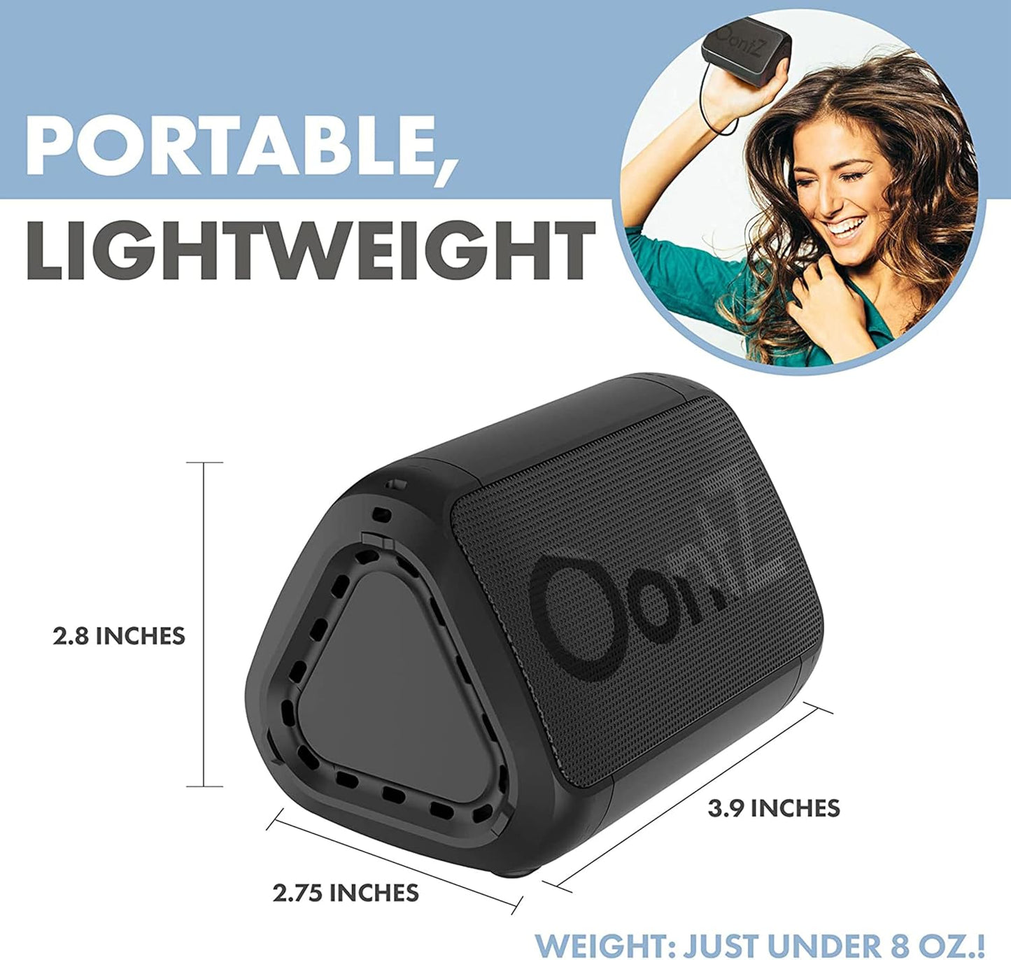 Oontz Angle Solo Portable Bluetooth Speaker 5.0-5W Sound, 10-Hr Battery, 100Ft Wireless Range, IPX5 Water-Resistant, Budget-Friendly Small Speaker for Travel, Party, Outdoor or Home (Black)