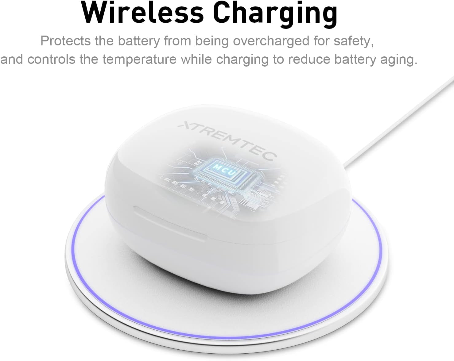 Bluetooth Noise Cancelling Wireless Earbuds for Iphone/Android, In-Ear Sweatproof Stereo Bass Headphones, Immersive Sound Bluetooth 5.2 Earphones with Microphones,En-Able Computer (White)