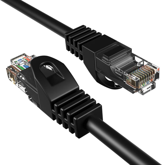 Cat6 50FT Network Ethernet Patch Cable, 550Mhz Internet Wire, Compatible with PC, Laptop, Modem, Router, Tvs, Printer Cord, Consoles for Home and Office, Black