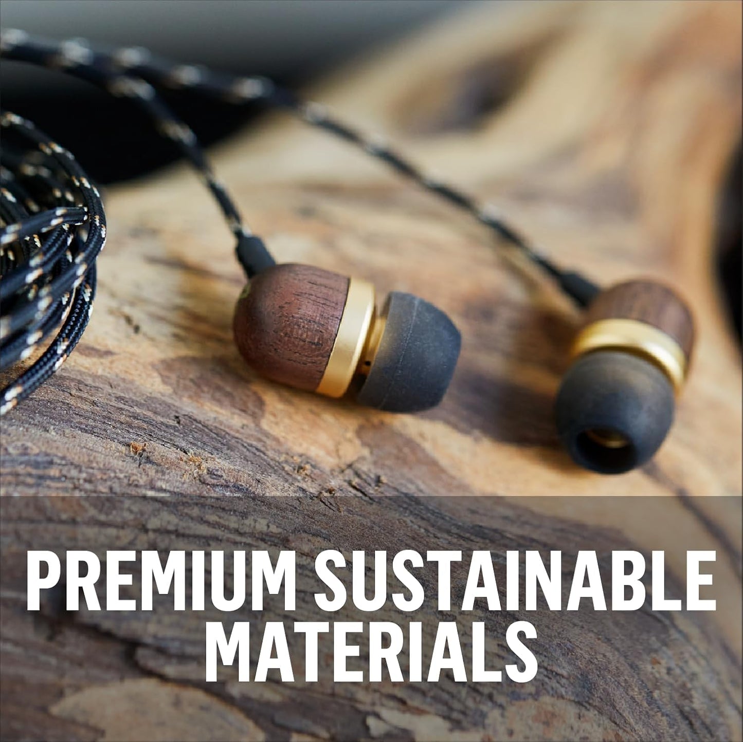Smile Jamaica: Wired Earphones with Microphone, Noise Isolating Design, and Sustainable Materials, Brass