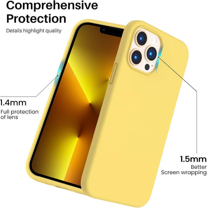 Shockproof Liquid Silicone Designed for Iphone 13 Pro Max Case 6.7", Gel Rubber Comprehensive Protection Anti-Shock Cover Case Drop Protection 6.7Inch-Lemon Yellow