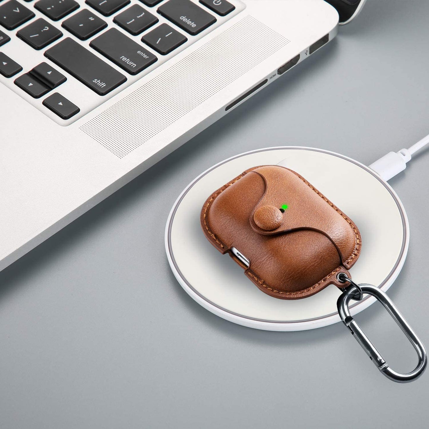 for Airpods Pro 2 Case Leather, Airpods Pro Leather Case Cover with Keychain Airpod Strap Compatible with Apple Airpod Pros 2Nd Generation 2023 2022/Airpods Pros 2019 (Front LED Visible), Brown